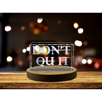 Motivational Quote 3D Engraved Crystal Art w/LED Base Light - Gift for Inspiration