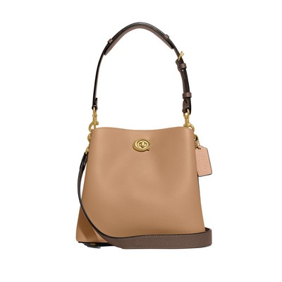 COACH Colorblock Leather Willow Bucket - Toffee Multi/Brass