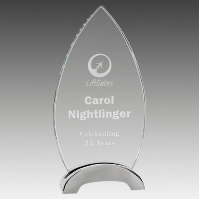 Oval Platinum Glass with Arch Metal Base