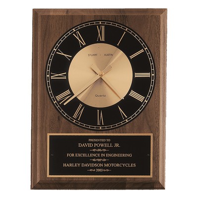 American Walnut Face Quartz Clock with Plate