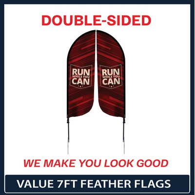 Value 7' Feather Flag - Double Sided w/Spike Base and Carry Bag