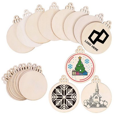 Wooden Hanging Circles Christmas Ornaments