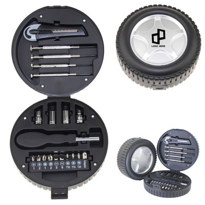 20 Pieces Repair Tool Set W/ Tire-Shaped Storage Case