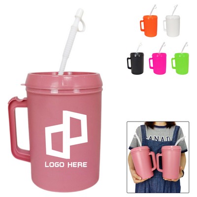 34Oz Plastic Straw Mug
