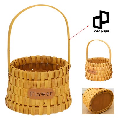 Round Woven Thickened Bamboo Basket