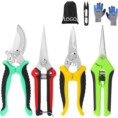 4-Piece Professional Garden Pruning Shears & Glove Kit