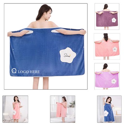 Coral Fleece Women'S Wearable Bath Towel