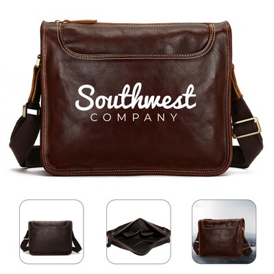 12" Men's Leather Laptop Briefcase