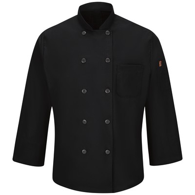 Red Kap Men's Mimix LS 10-Button Chef Coat w/Oil Block