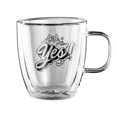 350ML Double Wall Glass Mug with Handle