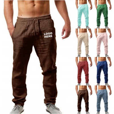 Fashion Beach Trousers Summer Yoga Beach Trousers Men's Casual Long Linen Pants