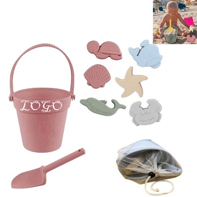 8-Piece Silicone Sand Toys Set for Baby with Mesh Bag