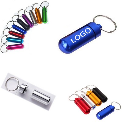 Outdoor Waterproof Portable Aluminum Alloy Pill Bottle Keychain
