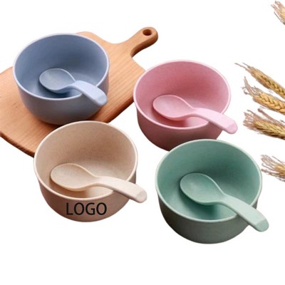 Reusable Eco-Friendly Degradable Wheat Straw Bowl With Spoon