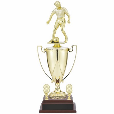 24 3/4" Male Soccer Player Trophy with 13" Gold Cup with Figure and Trims