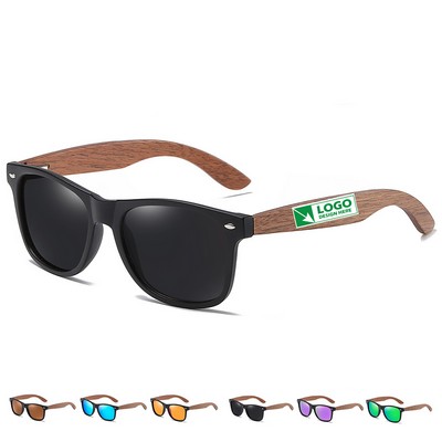 Wood Frame Sunglasses with Polarized Lenses