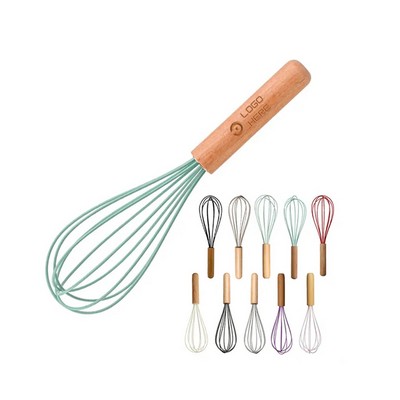 Wooden-Handled Silicone Manual Whisk