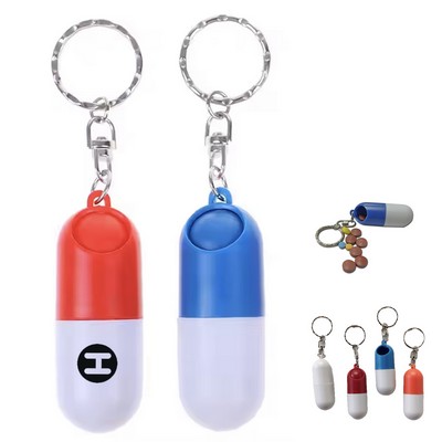 Mini Portable Capsule Shaped Plastic Pill Dispenser Keychain