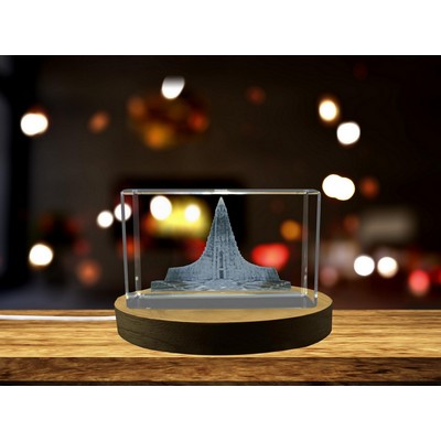 Hallgrimskirkja 3D Engraved Crystal Trophy Award With Recognition - Exquisite Gift for Architecture