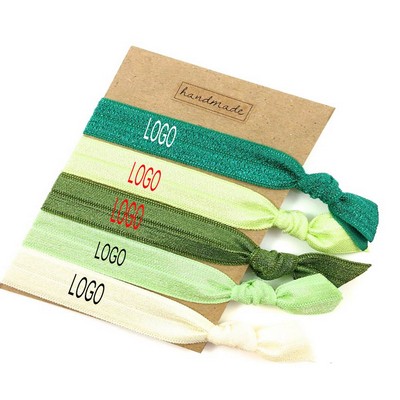 Custom Logo Print Fabric Stretch Hair Ties Elastic Trendy Knot Ponytail Holder