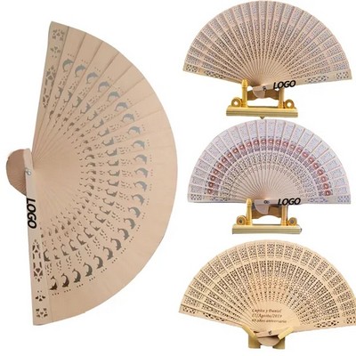 8" Wooden Handheld Sandalwood Gifts Folding Fan