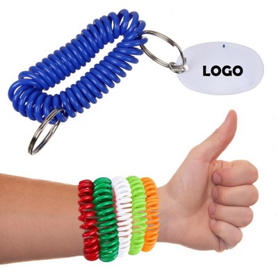Imprinted Tag Bracelet Coil Keychain