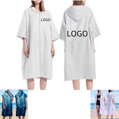 Quick Dry Surf Poncho With Hood And Zipper