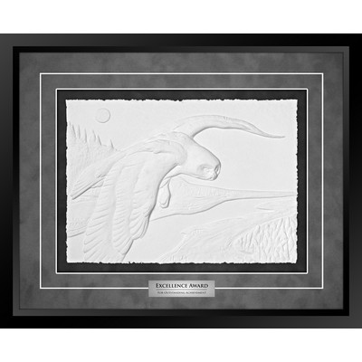 Snowy Owl - Cast Paper Sculptured Art - Shadowbox Award