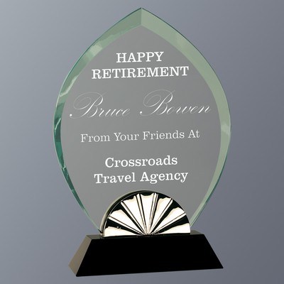 Oval Horizon Glass on Black Glass Base Series, Medium (5-1/4"x 9"H)