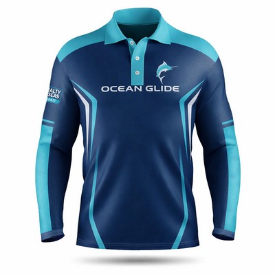 Unisex Long Sleeve Fishing Polo Shirt Mesh 165G