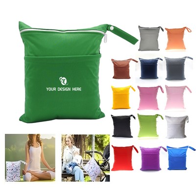Baby Diapers Wet Dry Bag with Two Zippered Pockets