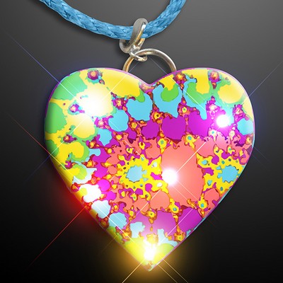 Flashing Tie Dye Heart Necklace - BLANK
