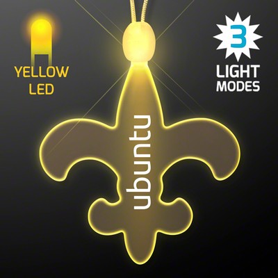 Light Up Fleur de Lis Acrylic Necklace with Yellow LED - PRINTED