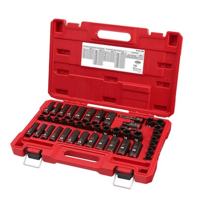 Milwaukee 43Pc Shockwave Impact Duty 3/8" Drive Sae & Metric Deep 6 Point Socket Set