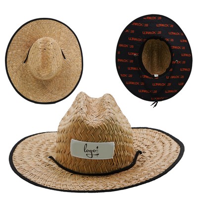Personalized Wide-Brim Woven Straw Team Hat