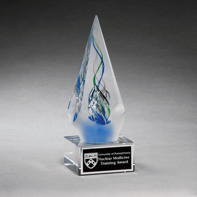 Frosted Glass Accent Arrow Art Glass on Clear Base, 7-1/8"H