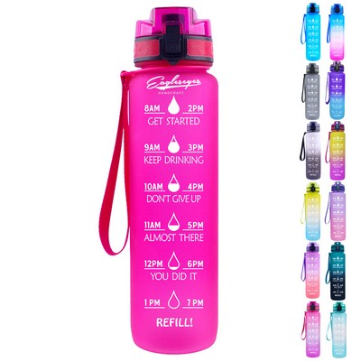 32 OZ Motivational Water Bottle with Time Mark