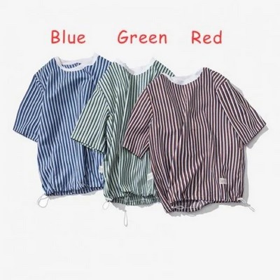 Men's Vertical Striped Streetwear Half Sleeve Casual T-Shirt