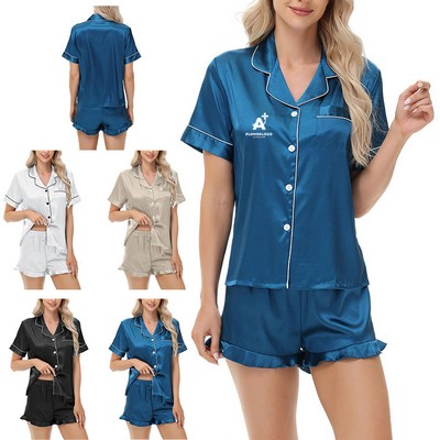 Women Silk Satin Pajamas Set