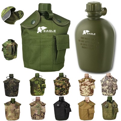 1 Quart Water Canteen (34 Oz/1L) Tactical Water Bottle for Military Hiking Camping
