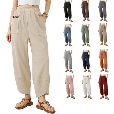 Elastic Waisted Palazzo Pant with Pockets