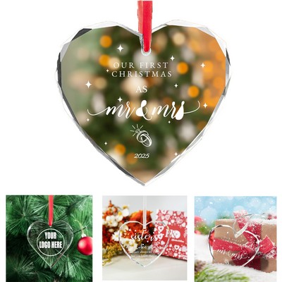 Heart Shaped Crystal Christmas Wedding Hanging Ornament