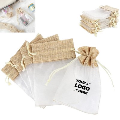 Linen Candy Jewelry Pouches Drawstring Bags