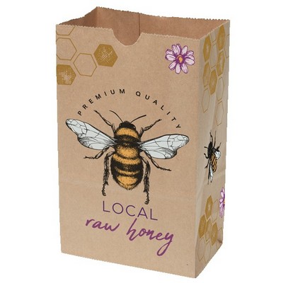 SOS 4# Multi-Sided Full Color Natural Paper Bag (5" x 8.5" x 3.125")