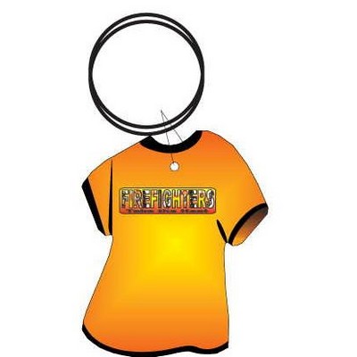 Fireman Slogan T Shirt Key Chain w/Mirrored Back (4")