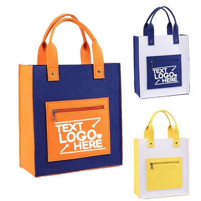 Eco-Friendly Felt Tote Bag With Zippered Pocket