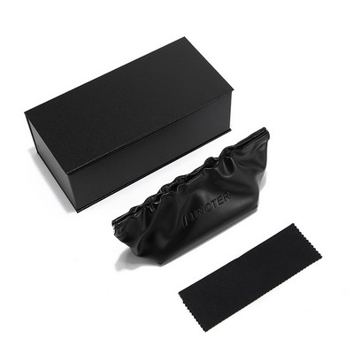 Cloud Pattern PU Leather Sunglasses Storage Bag Set W/ Magnetic Gift Box and Glasses Clothes