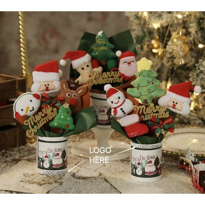 Christmas Teddy Bear Cartoon Fabric Figurine Ornament