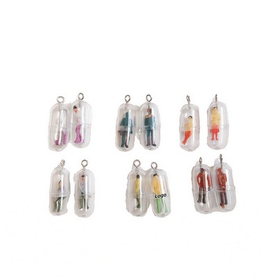 Miniature 3D Resin Pendant Capsule with Figurine for DIY Jewelry