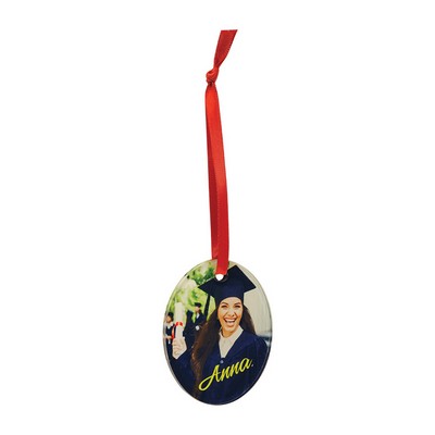 2 1/4" X 3" Sublimated Acrylic Ornament W/Red Ribbon
